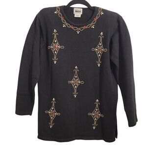 Vintage Leslie Fay Sportswear Embellished Knit Sweater Size Small S Knitwear